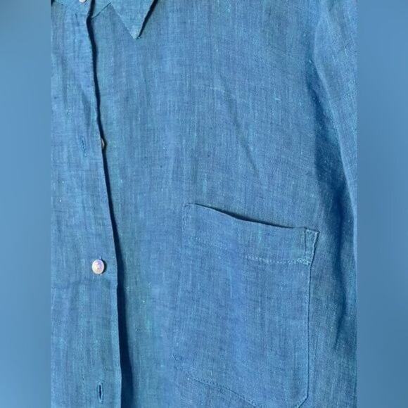 Lilly Pulitzer Blue Linen Shirt Blouse Women's Size Large Button Front freshly D - Picture 8 of 10
